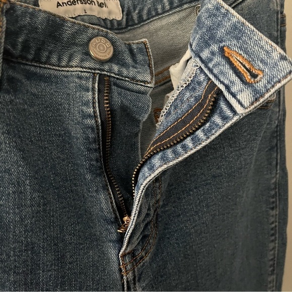 ANDERSON BELL sz L 27 Denim Jeans Uneven Split Hem Crop - Picture 3 of 9